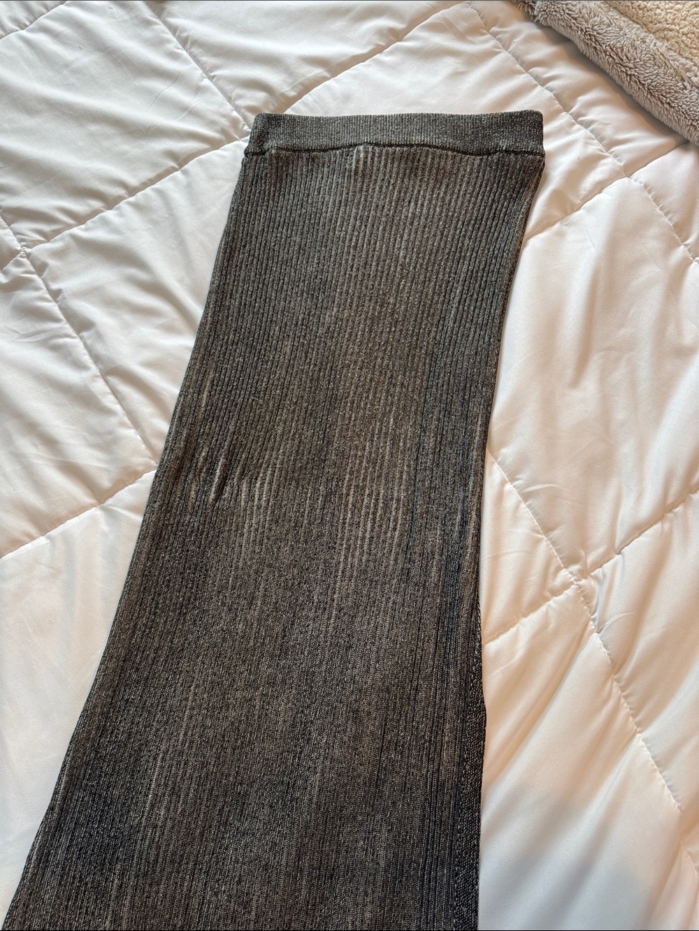 Ribbed Maxi Skirt - Charcoal Gray- Zara